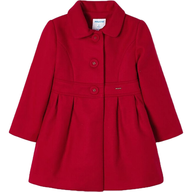 Collared Winter Overcoat, Red