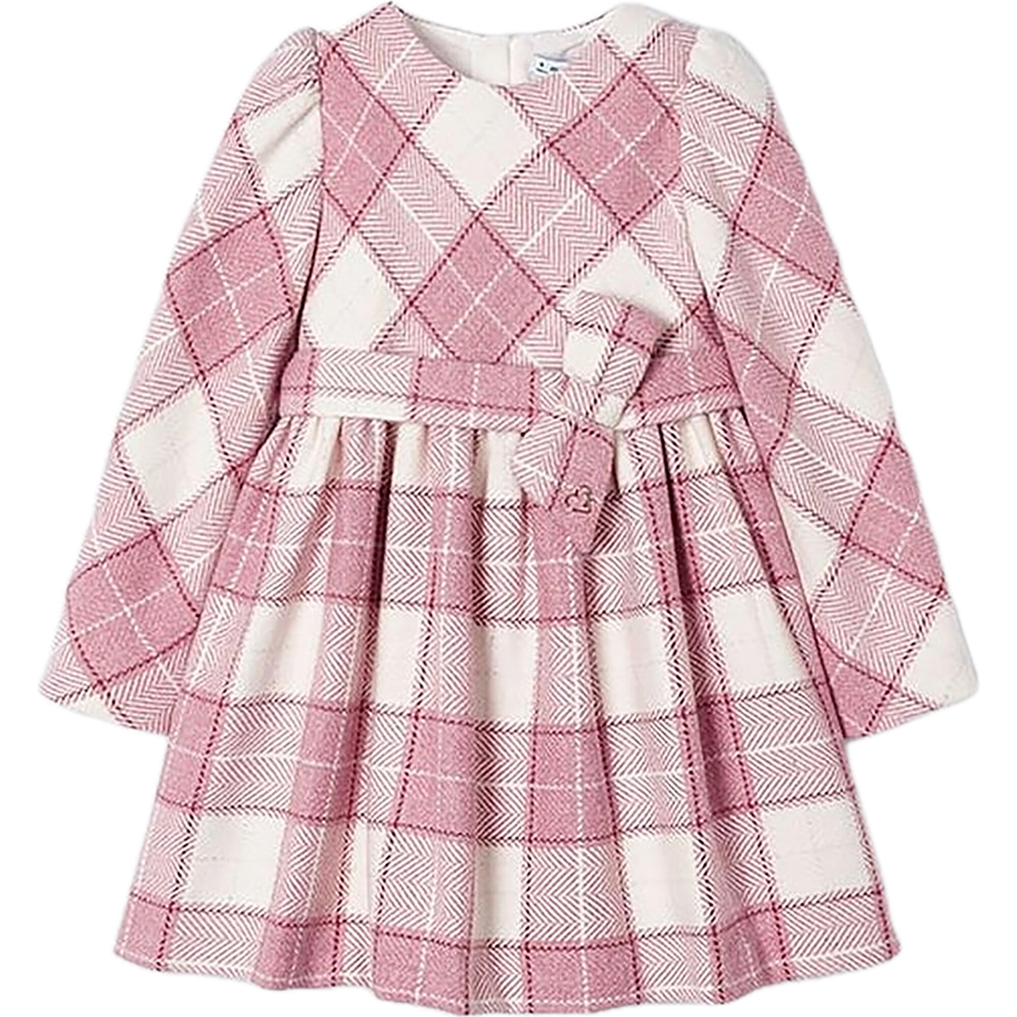Bow Plaid Dress, Pink - Dresses - 1