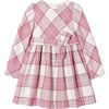 Bow Plaid Dress, Pink - Dresses - 1 - thumbnail