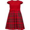 Diana Velvet & Tartan Party Dress, Red - Dresses - 1 - thumbnail