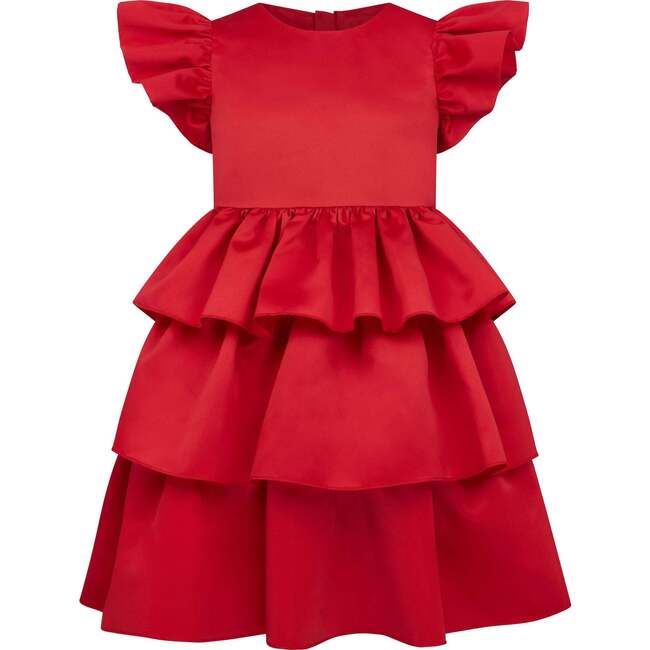 Scarlett Satin Frill Party Dress, Red