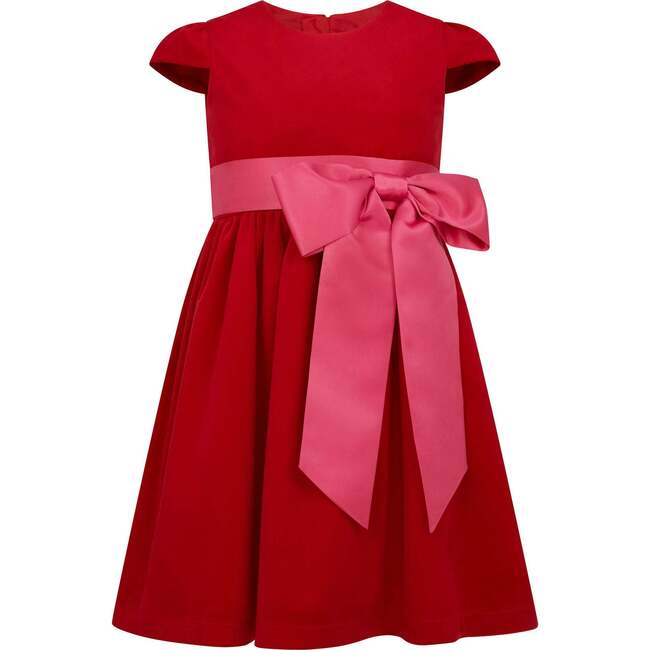 Lilibet Velvet & Satin Party Dress, Red & Pink