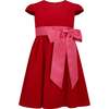 Lilibet Velvet & Satin Party Dress, Red & Pink - Dresses - 1 - thumbnail