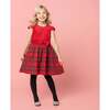Diana Velvet & Tartan Party Dress, Red - Dresses - 2
