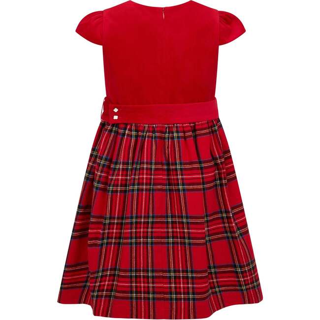 Diana Velvet & Tartan Party Dress, Red - Dresses - 4
