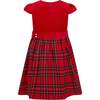 Diana Velvet & Tartan Party Dress, Red - Dresses - 4