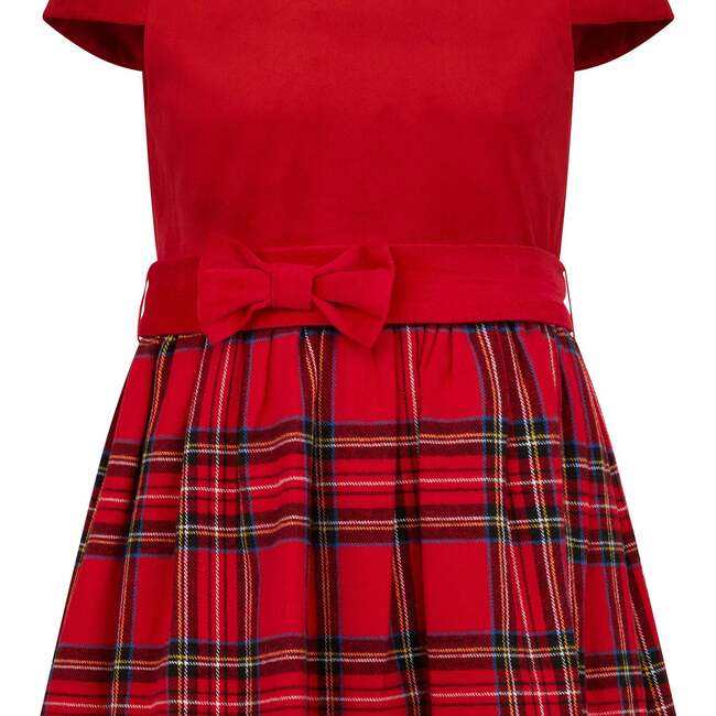 Diana Velvet & Tartan Party Dress, Red - Dresses - 5