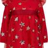 Seren Embroidered Sequin Star Party Dress, Red - Dresses - 6