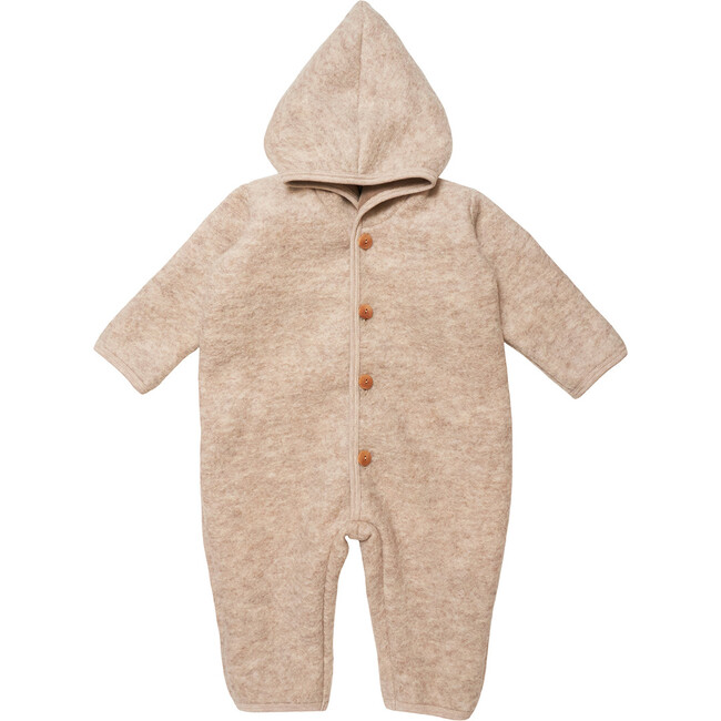 Pooh Double Layer Pram Suit In Wool With Soft Cotton On The Inside, Sand