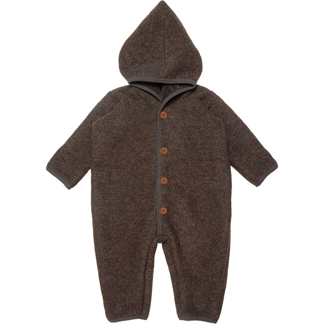 Pooh Double Layer Pram Suit In Wool With Soft Cotton On The Inside, Dark Brown