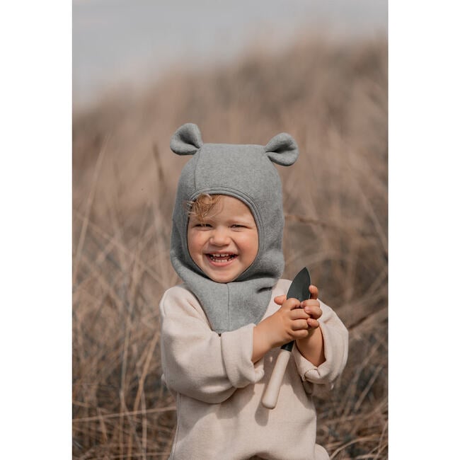 Teddy Wool Fleece Balaclava With Small Ears, Cocoa Brown - Balaclavas - 2