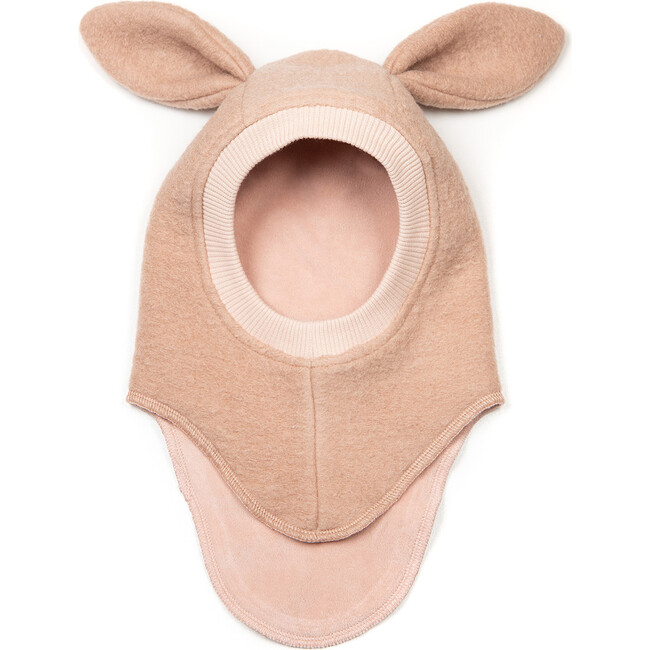 Bunny Double Layer Wool Balaclava With Ears, Dusty Rose