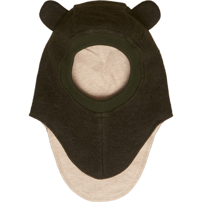 Mini Bear Double Layer Wool Balaclava With Ears, Evergreen