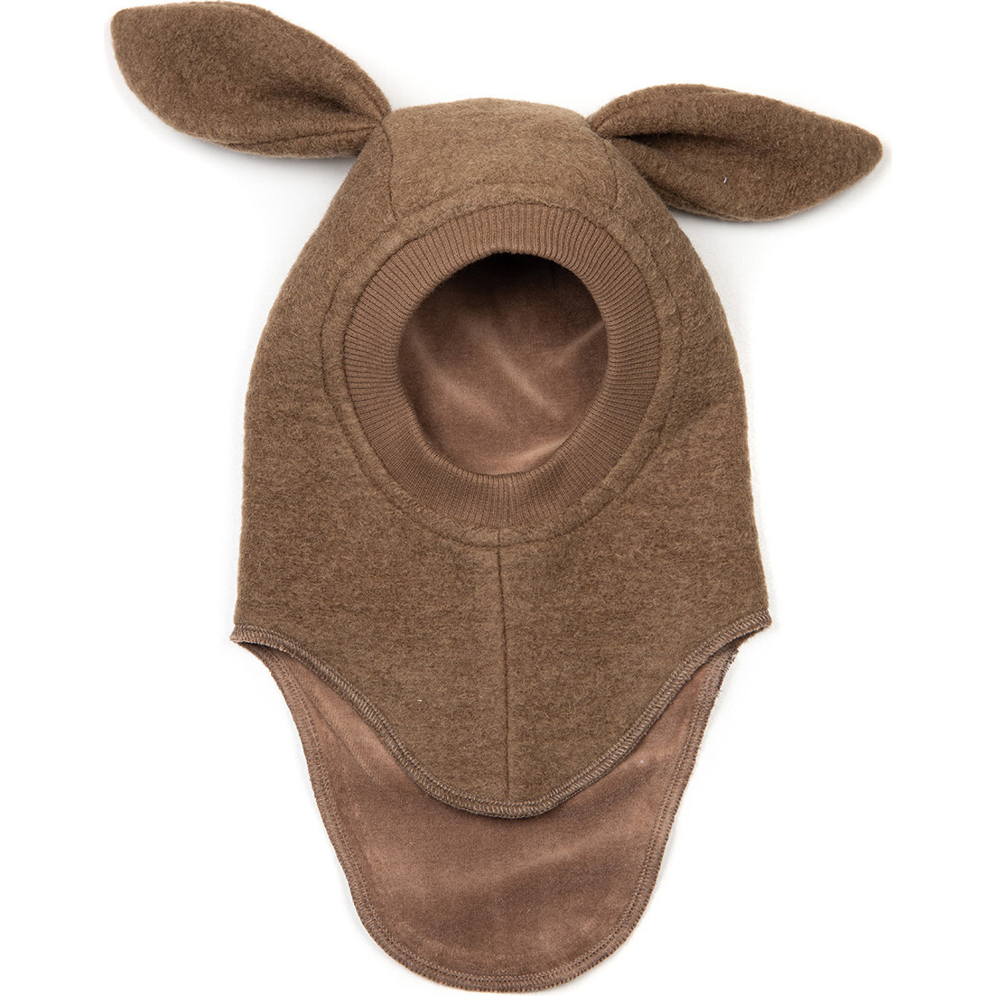 Bunny Double Layer Wool Balaclava With Ears, Mole - Balaclavas - 1
