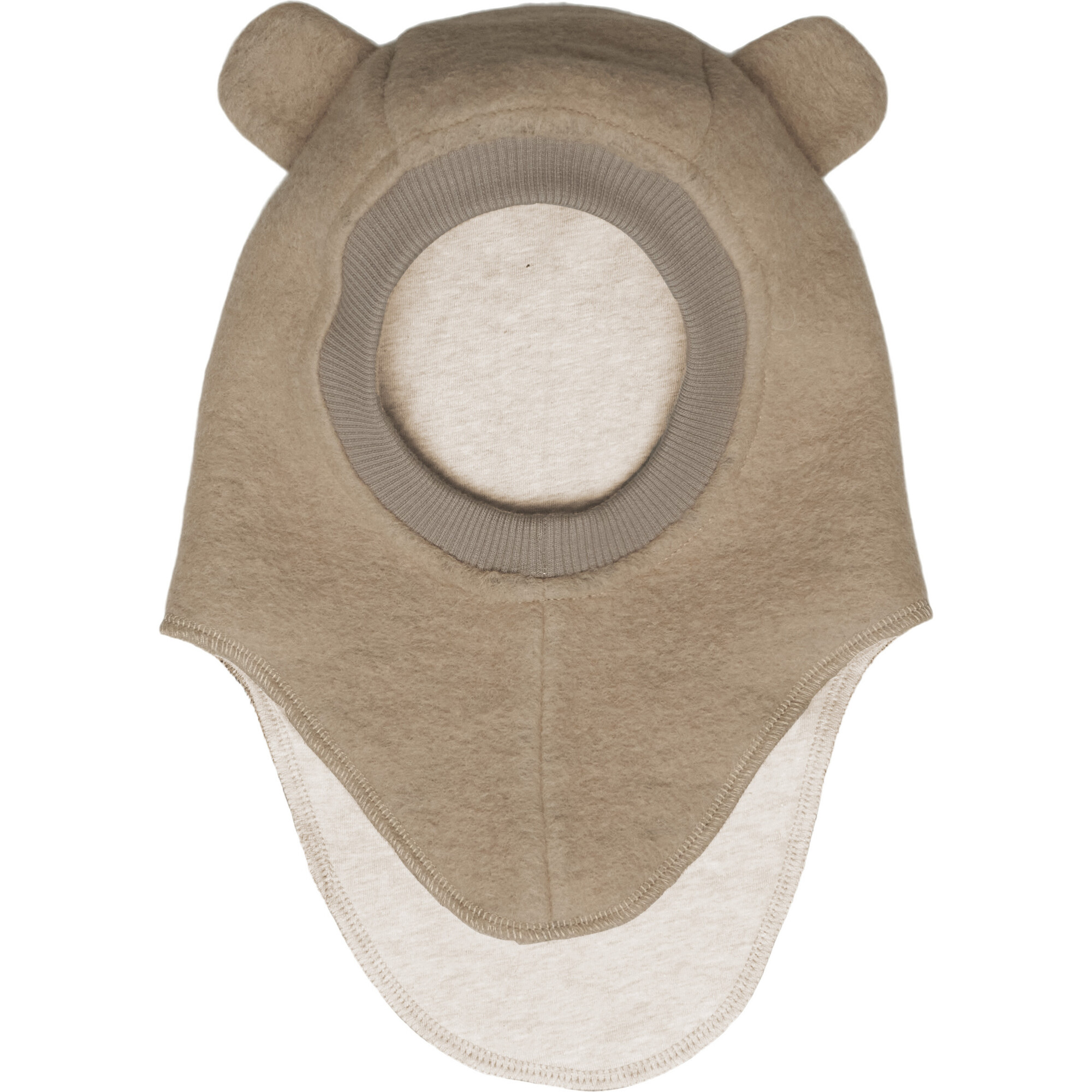 Mini Bear Double Layer Wool Balaclava With Ears, Beige - Balaclavas - 1