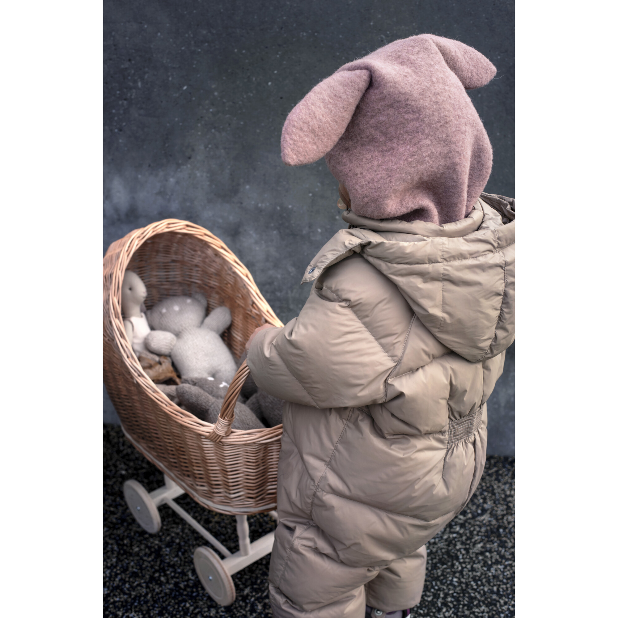 Bunny Double Layer Wool Balaclava With Ears, Dusty Rose - HutteliHut Hats &  Mittens | Maisonette