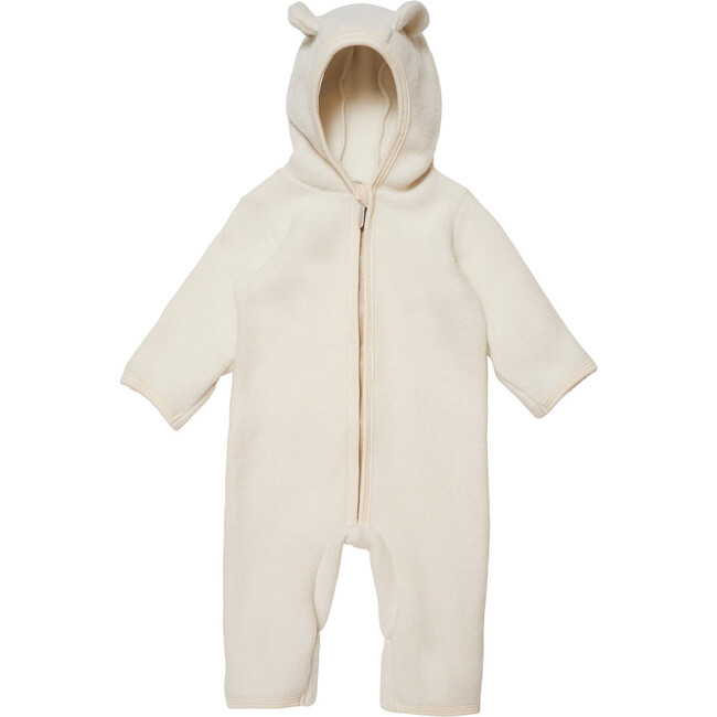Allie Merino Wool Fleece Hooded Suit With Small Ears, Off White