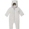 Allie Merino Wool Fleece Hooded Suit With Small Ears, Light Grey Melange - Bunting - 1 - thumbnail