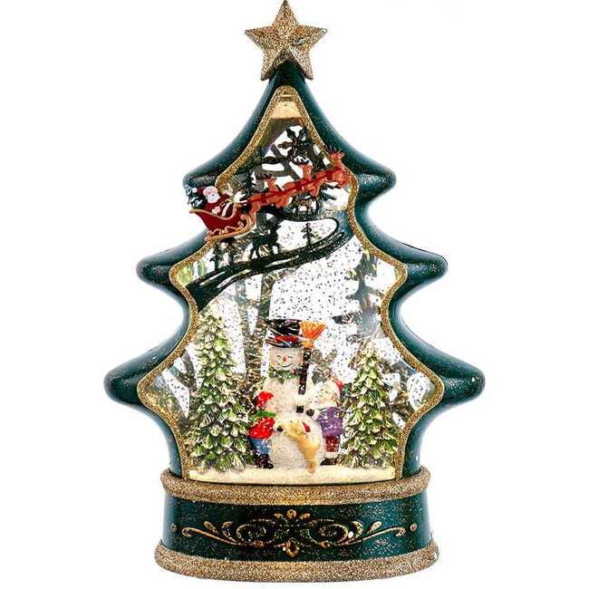 Water Snowman Tree with Santa Sleigh