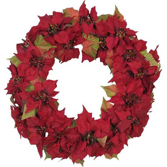 Unlit Poinsettia Wreath