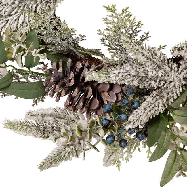 Un-Lit Decorated Rattan Wreath with Blueberries - Wreaths - 2