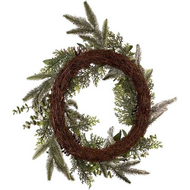 Un-Lit Decorated Rattan Wreath with Blueberries - Wreaths - 3
