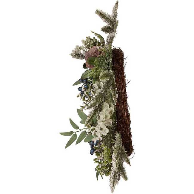 Un-Lit Decorated Rattan Wreath with Blueberries - Wreaths - 4