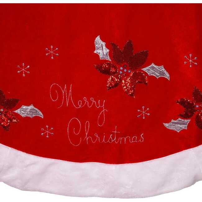 Red and White Velvet Merry Christmas Applique Treeskirt - Tree Skirts - 3