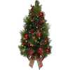 Pre-Lit Red And Green Wall Tree With Bow - Accents - 2