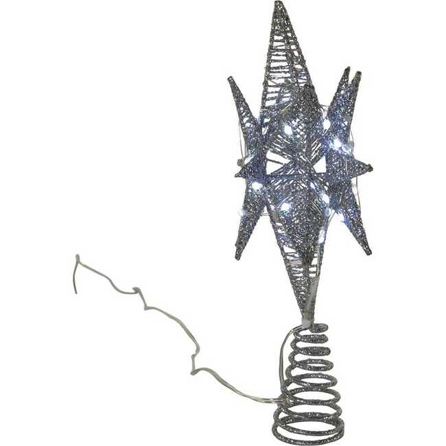 Pre-Lit Twinkling Silver Starburst Tree Topper - Tree Toppers - 2