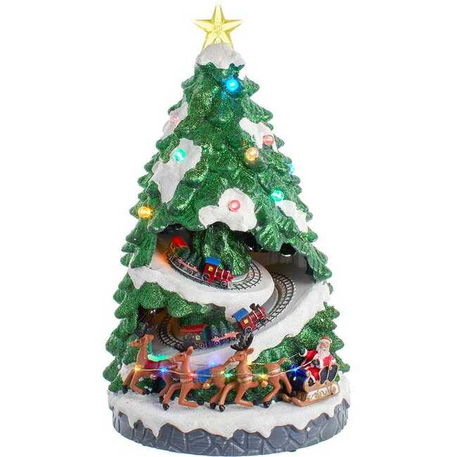 Lighted Musical Christmas Tree With Moving Train - Accents - 1