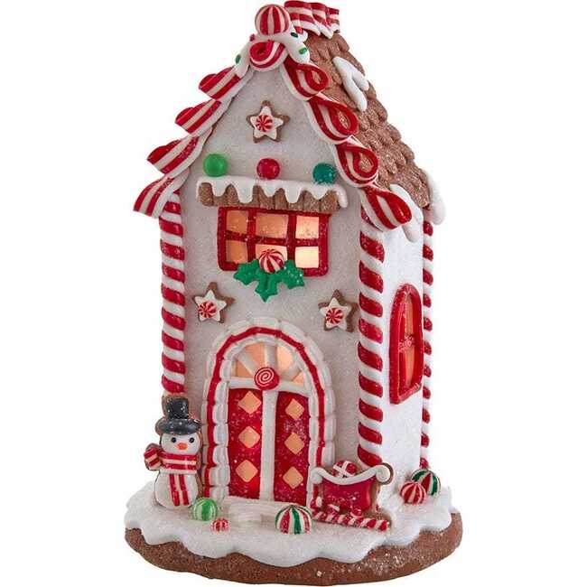 Light Up Gingerbread House With Santa Table Piece - Accents - 1