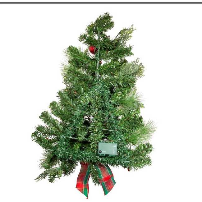 Pre-Lit Red And Green Wall Tree With Bow - Accents - 4