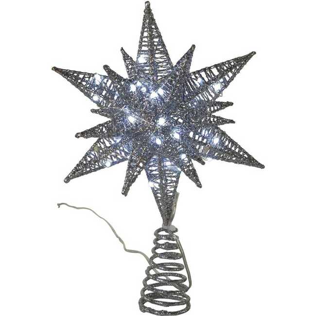 Pre-Lit Twinkling Silver Starburst Tree Topper - Tree Toppers - 4