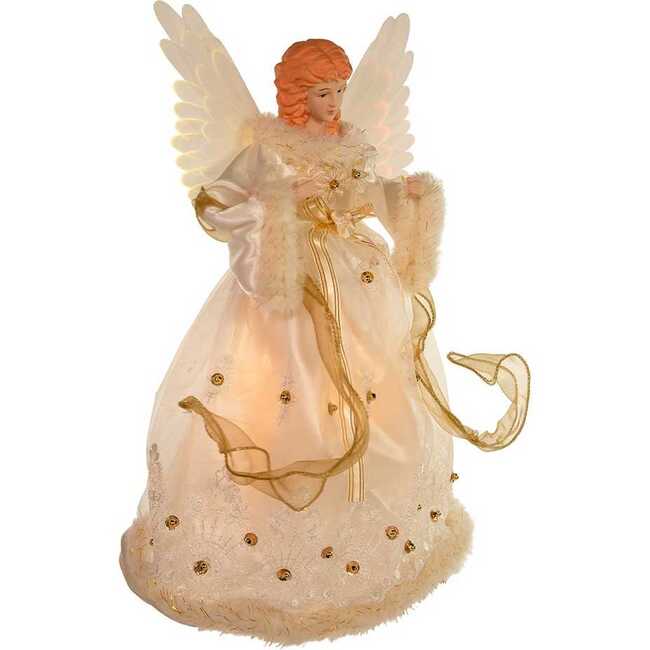 Ivory and Gold Fiber Optic Animated Angel Treetop - Tree Toppers - 2