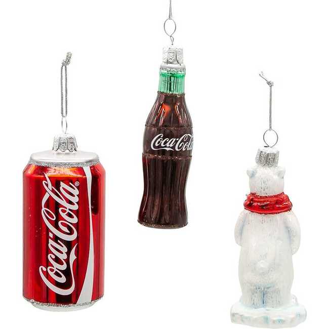 Glass Coke Mini Ornament, 3-Piece Set - Ornaments - 3