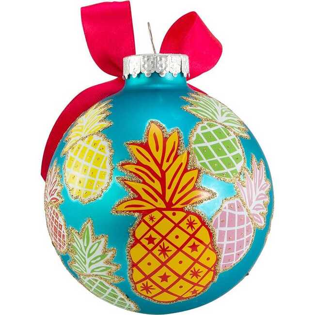 Glass Pineapple Pattern Ball Ornaments, 6 Piece Set - Ornaments - 4