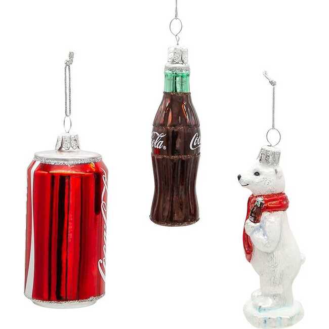 Glass Coke Mini Ornament, 3-Piece Set - Ornaments - 4
