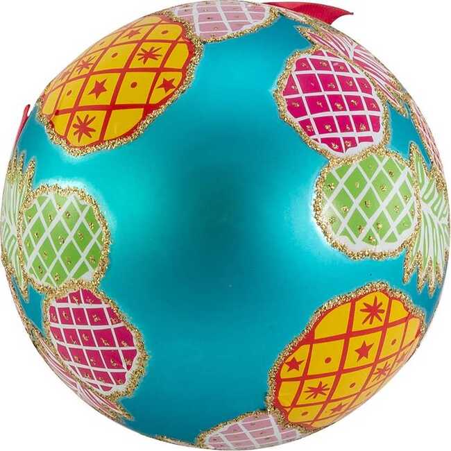 Glass Pineapple Pattern Ball Ornaments, 6 Piece Set - Ornaments - 6