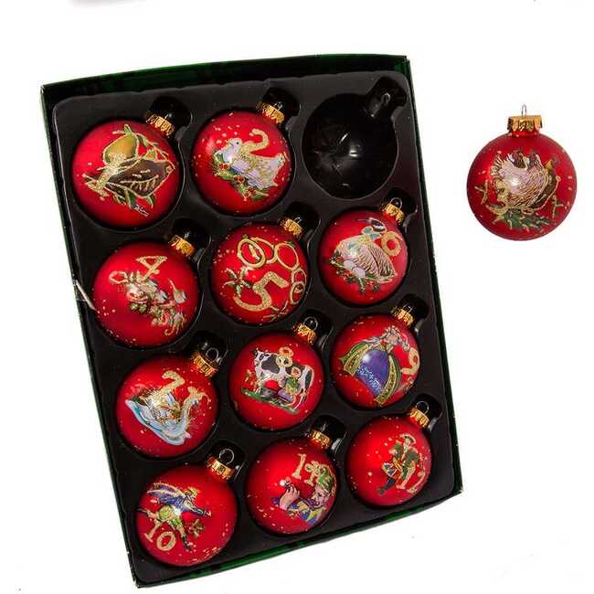 12 Days of Christmas Decorative Glass Ornaments, 12 Piece Set - Ornaments - 3