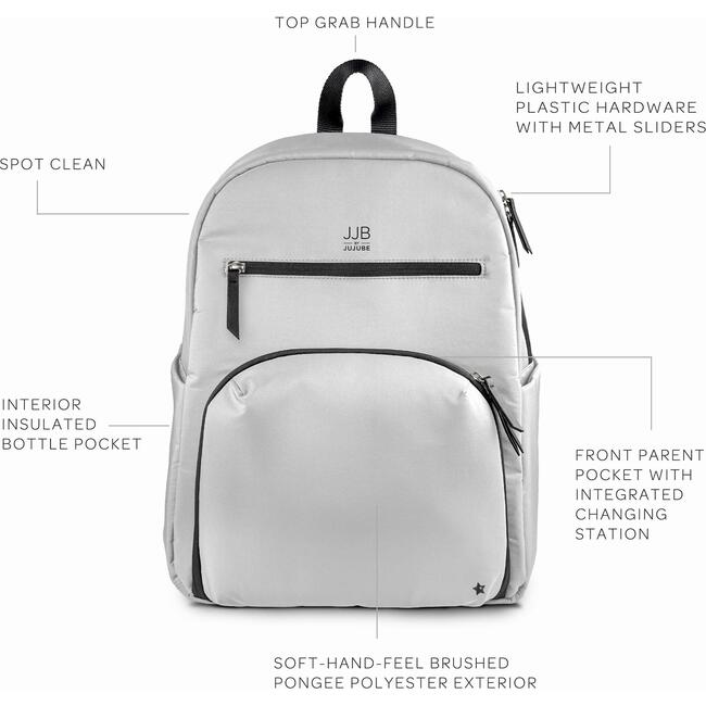 JJB Deluxe Backpack, Grey - Diaper Bags - 4