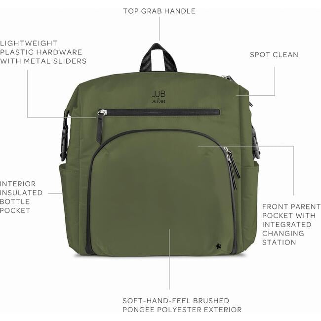 JJB Modern 11-Compartment Backpack, Olive - Diaper Bags - 4