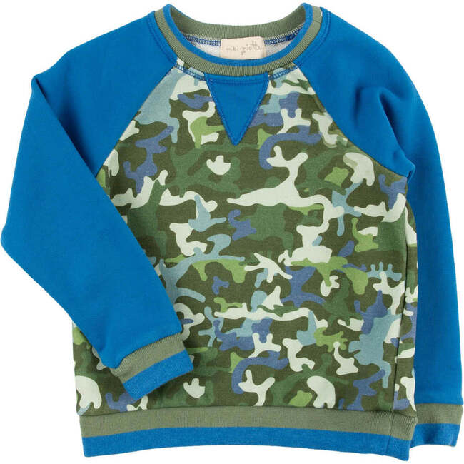 Iggy Camouflage Contrast Long Raglan Sleeve Pullover, Spearmint
