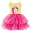 Jenny Unicorn Tulle Dress, Fuchsia - Dresses - 1 - thumbnail