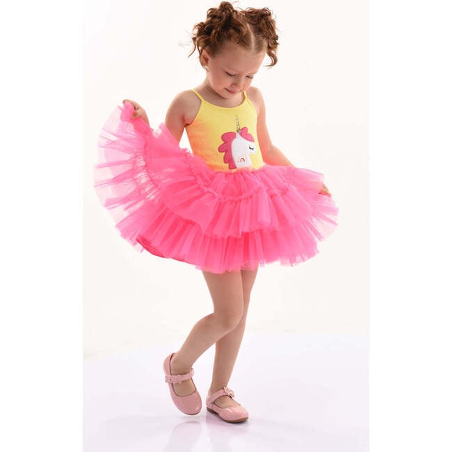 Jenny Unicorn Tulle Dress, Fuchsia - Dresses - 2