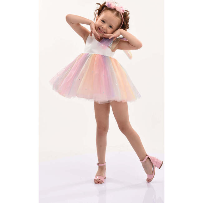 Cakepop Unicorn Rainbow Tulle Dress, White - Dresses - 2