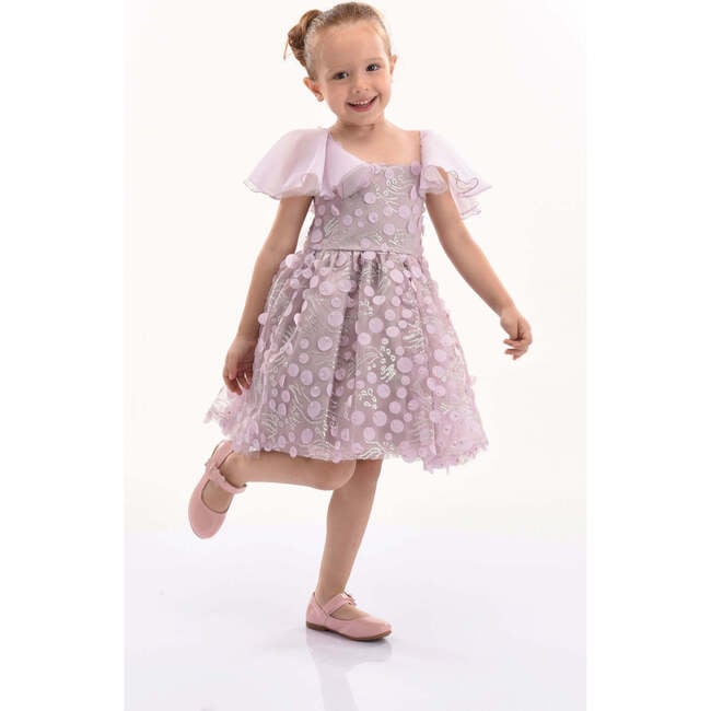 Jolene Polka Dot Applique Dress, Lavender - Dresses - 2