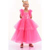 Peralta Sequin Ruffle Tulle Dress, Fuchsia - Dresses - 2