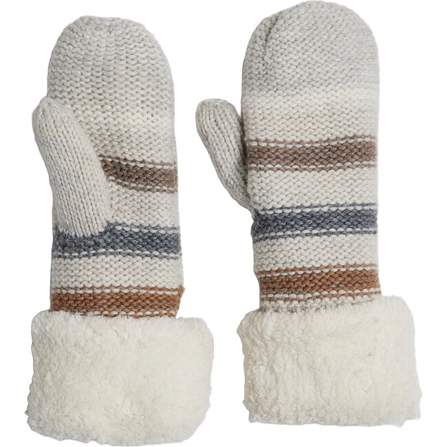 Striped Lined Mitten, Nude