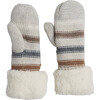 Striped Lined Mitten, Nude - Gloves - 1 - thumbnail